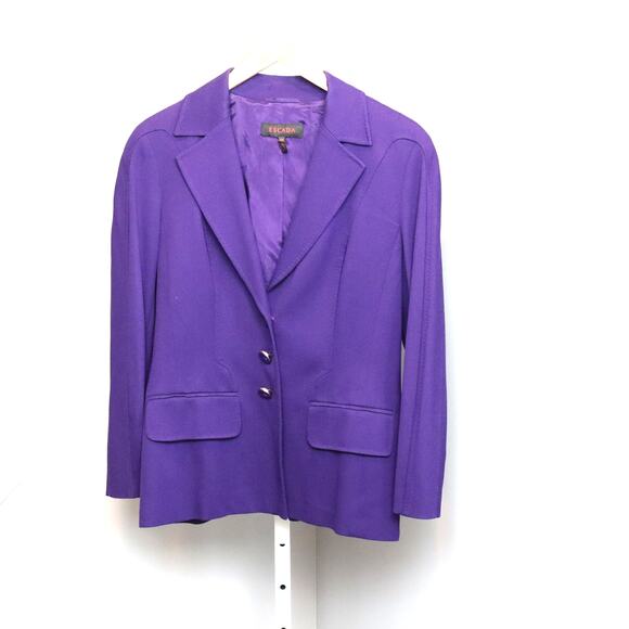 Escada Purple Wool Blend Blazer Jacket Size 40 (US 8) - Picture 1 of 3